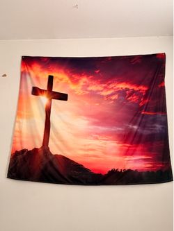 Sunset cross wall tapestry