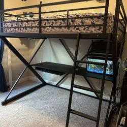 FULL SIZE Loft Bed With Desk Underneath  WITH MATTRESS 