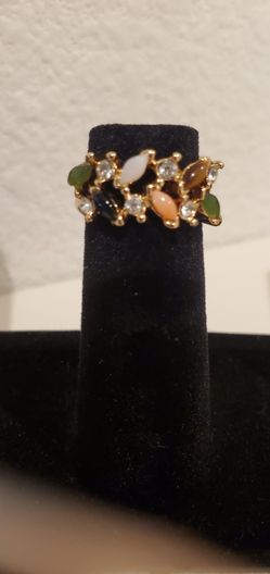 Dainty Multi-Gemstone Ring with 12 Stones.