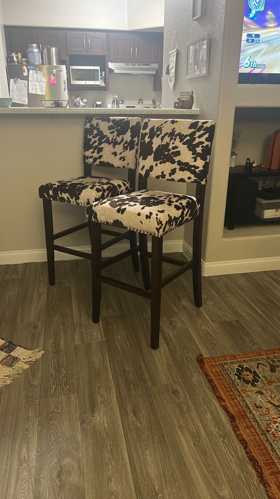 cow print bar stool chairs