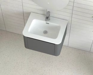 New Assembled Wall Mounted Floating 24” Bathroom Vanity with Ceramic Basin Storage Cabinet