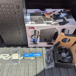 Pc Parts Bundle Mini ATX Case CPU And Cooler One Stick Of 8 Gig RAM And Speaker System