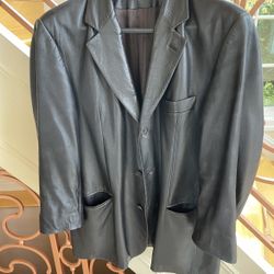 The Men’s Store Bloomingdales Leather Jacket Black Sz 44 Rare 