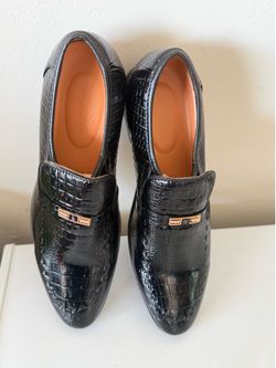 Men’s Black Croc‑Style Loafers – Size 41 EU (8 US)