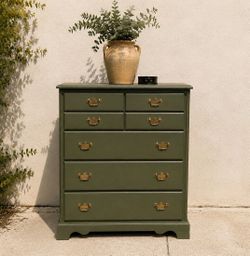 American Drew Olive Green Tall Dresser