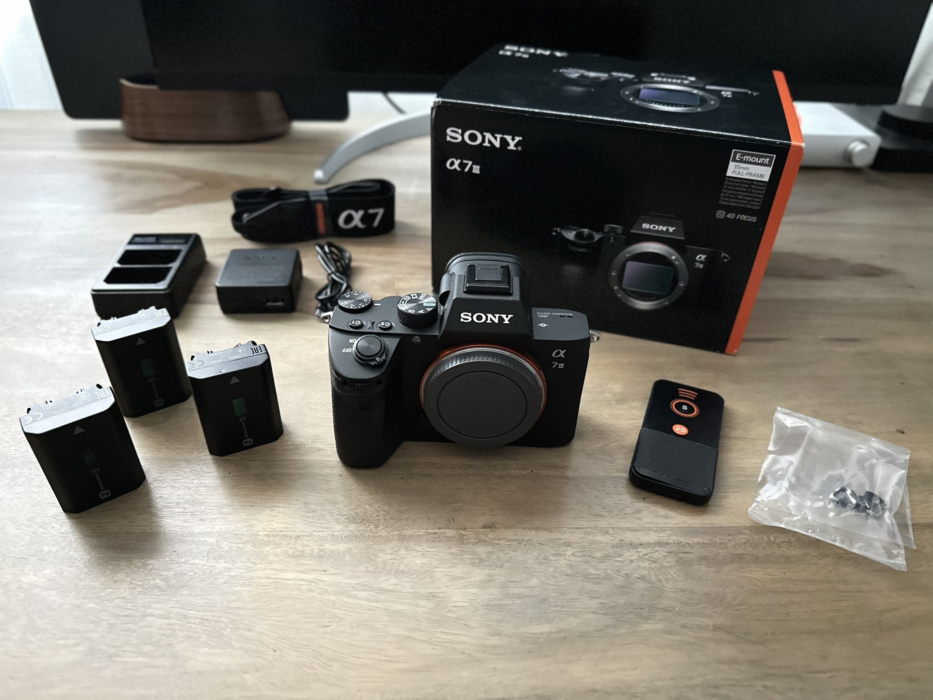 SONY A7 III full frame mirrorless camera body; includes 3 original Sony batteries & more