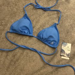 NEW | Volcom Solid Triangle Halter Bikini Top | Blue | XS
