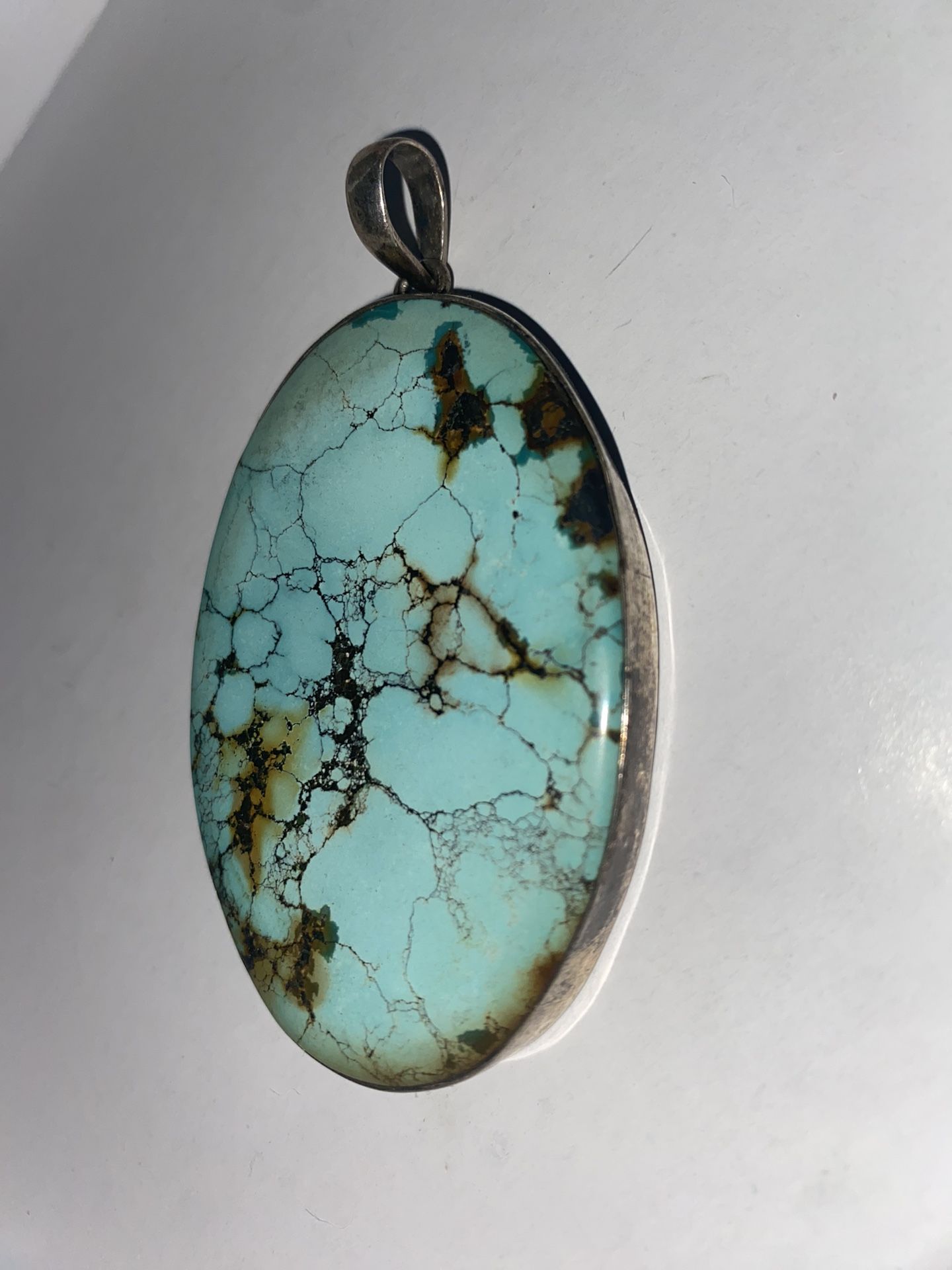 VTG Imported Nickel Silver Dyed Turquoise Pendant #jewelry #nativeamerican #sterlingsilver #.925 #turquoise