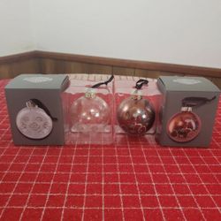 2 Brand New Harley Davidson Glass Round Ball Ornaments With Boxes