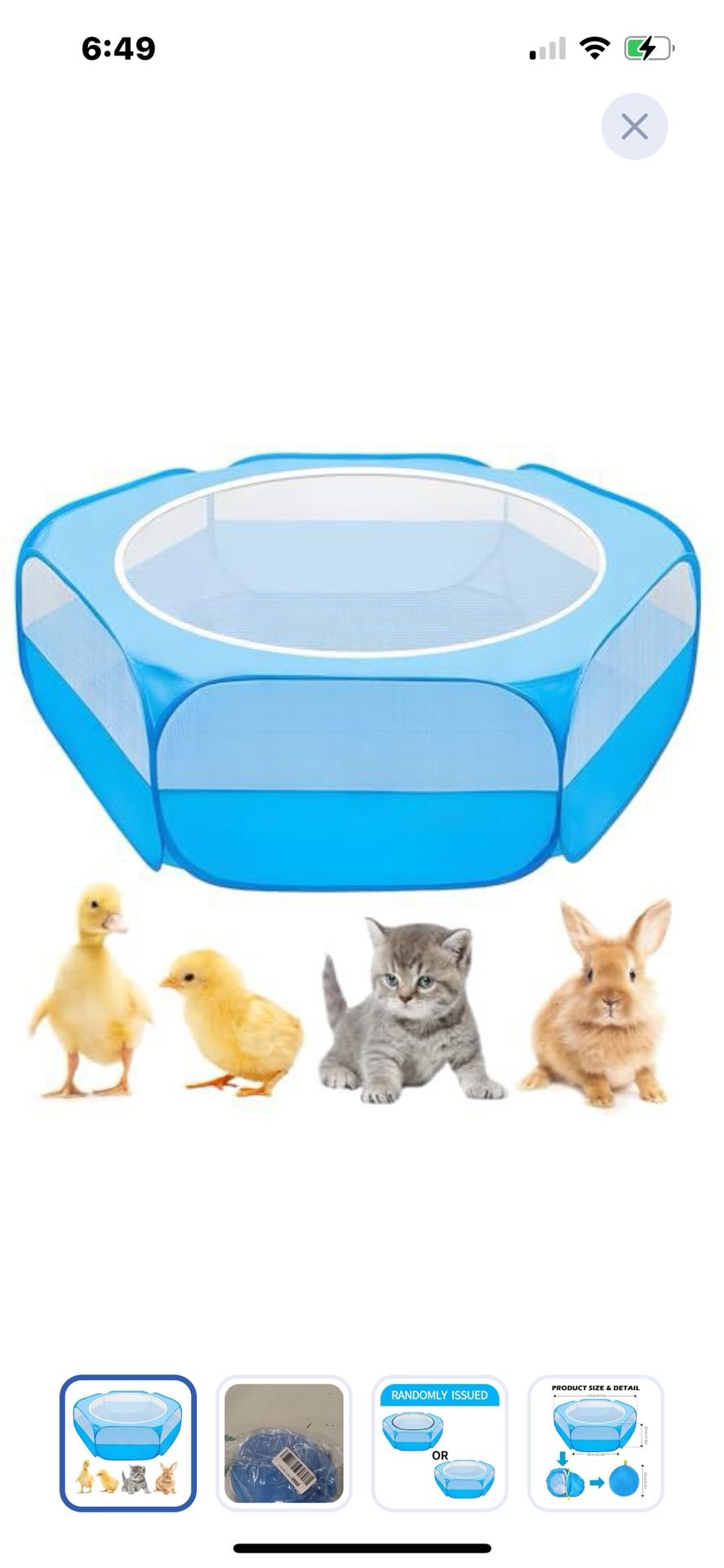 “New”Portable Pet Playpen(indoor/outdoor)w/carry Bag (waterproof,w/cover Top)45”L X 14” T)retail$39