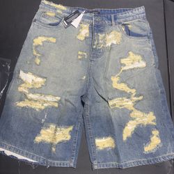 RIPPED DENIM JORTS
