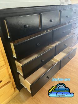 Black nine drawer dresser pinewood cajonera Comoda de Pino
