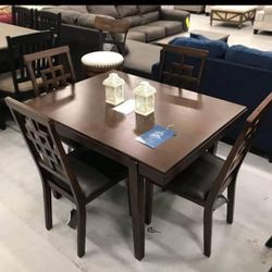 👉Dark Brown Cimeran Dining Table And Chairs 🫵 Kitchen/Doing Room Set Of 5 🎊 New Brand💯