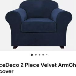 ArmChair Cover Navy Blue Velvet