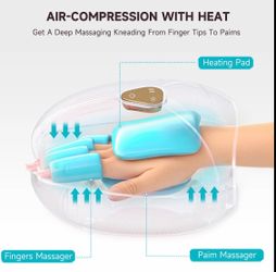 Alljoy Cordless Hand Massager with Heat Rechargeable Electric Finger Massager 2 Modes 3 Intensity Levels for Hand Pain