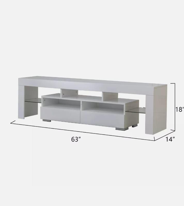 Brand New 63" Tv Stand, Entertainment Stand, TV console With remote control L.E.D Lights.