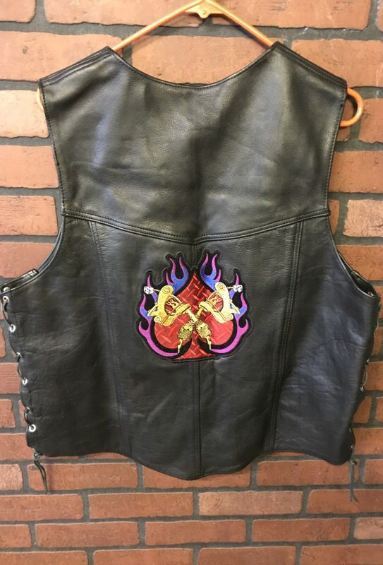 Motorcycle heavy leather vest