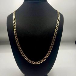 14k yellow gold necklace chain curb 26.5" bracelet 7mm wide
