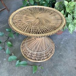 Vintage Rattan Wicker Table
