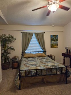 Queen beds with extras/ Fully decorated room.