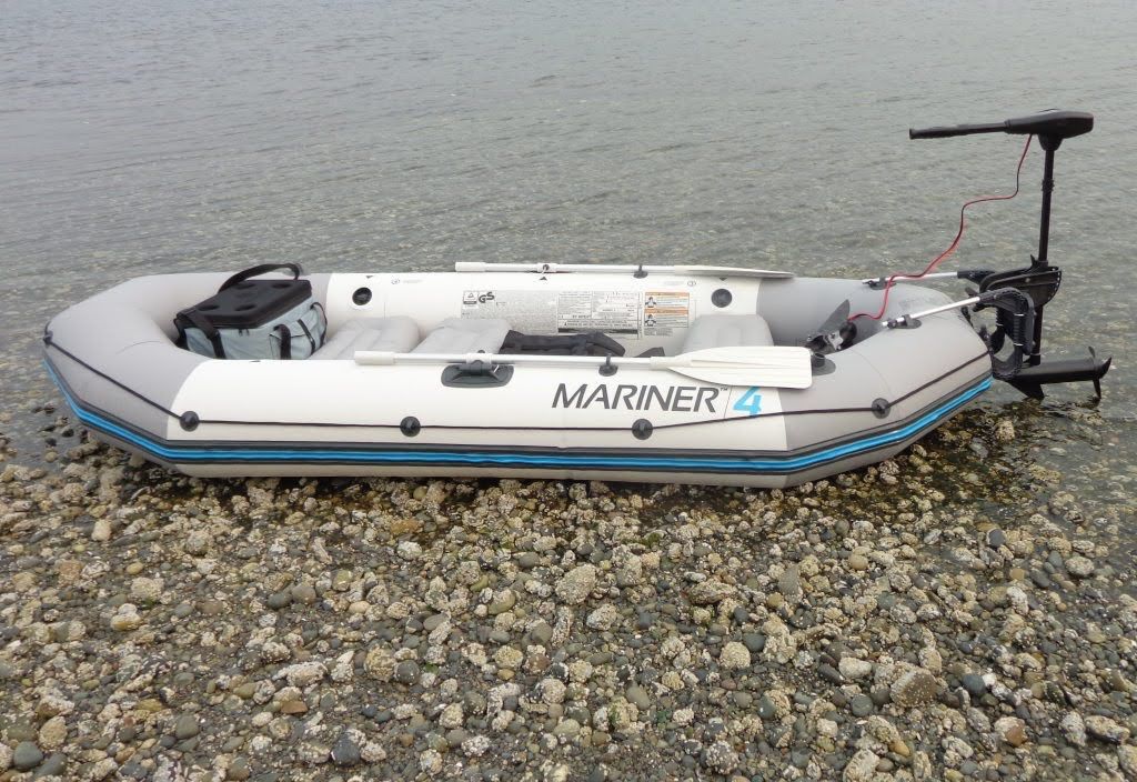 Inflatable Boat with Trolling Motor and Battery - Fishing Boat