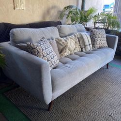 Gray Mid Century Modern Tufted Sofa