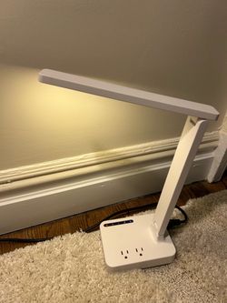 White LED Desk Lamp with Power Outlets