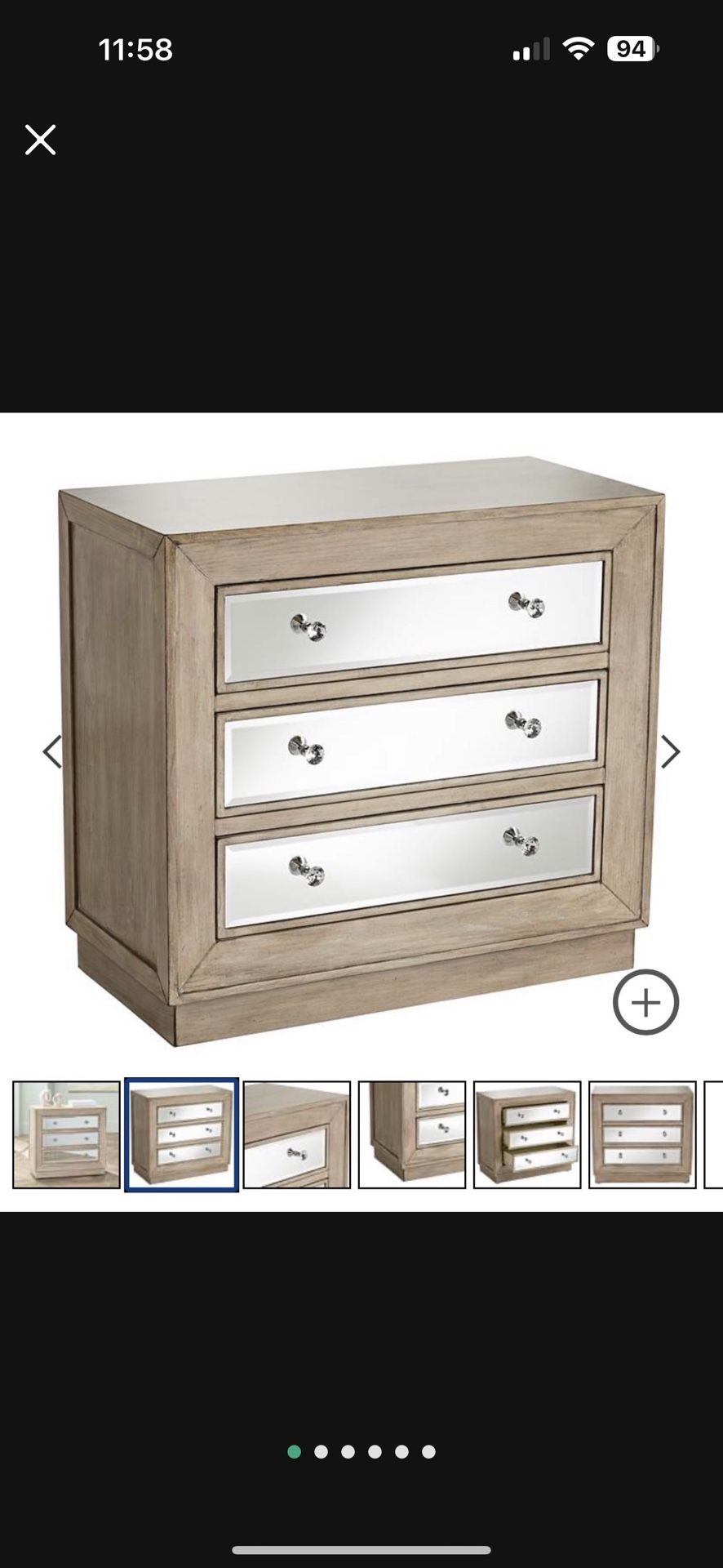 Beige/Oatmeal Solid Wood And Mirrored Drawers Night Stand. 