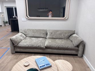 Crate and barrel Large Sage Velvet Sofa