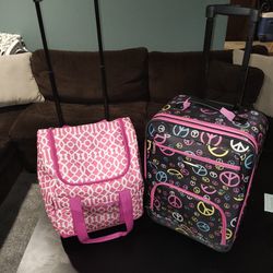 Young Ladies' Stylish Travel/Carry-on Rockland Suitcase + Insulated Cooler