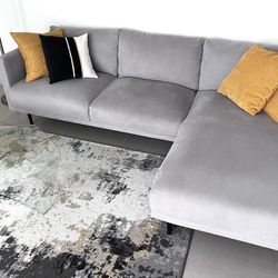 L - Shape Fabric Sofa Gray Color- Great Condition 