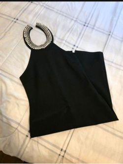 Black Fitted Rhinestone dress- M