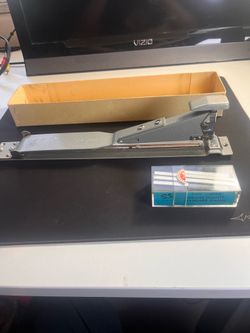 Vintage APSCO Grey office stapler 12" long reach made in Sweden W/ staples