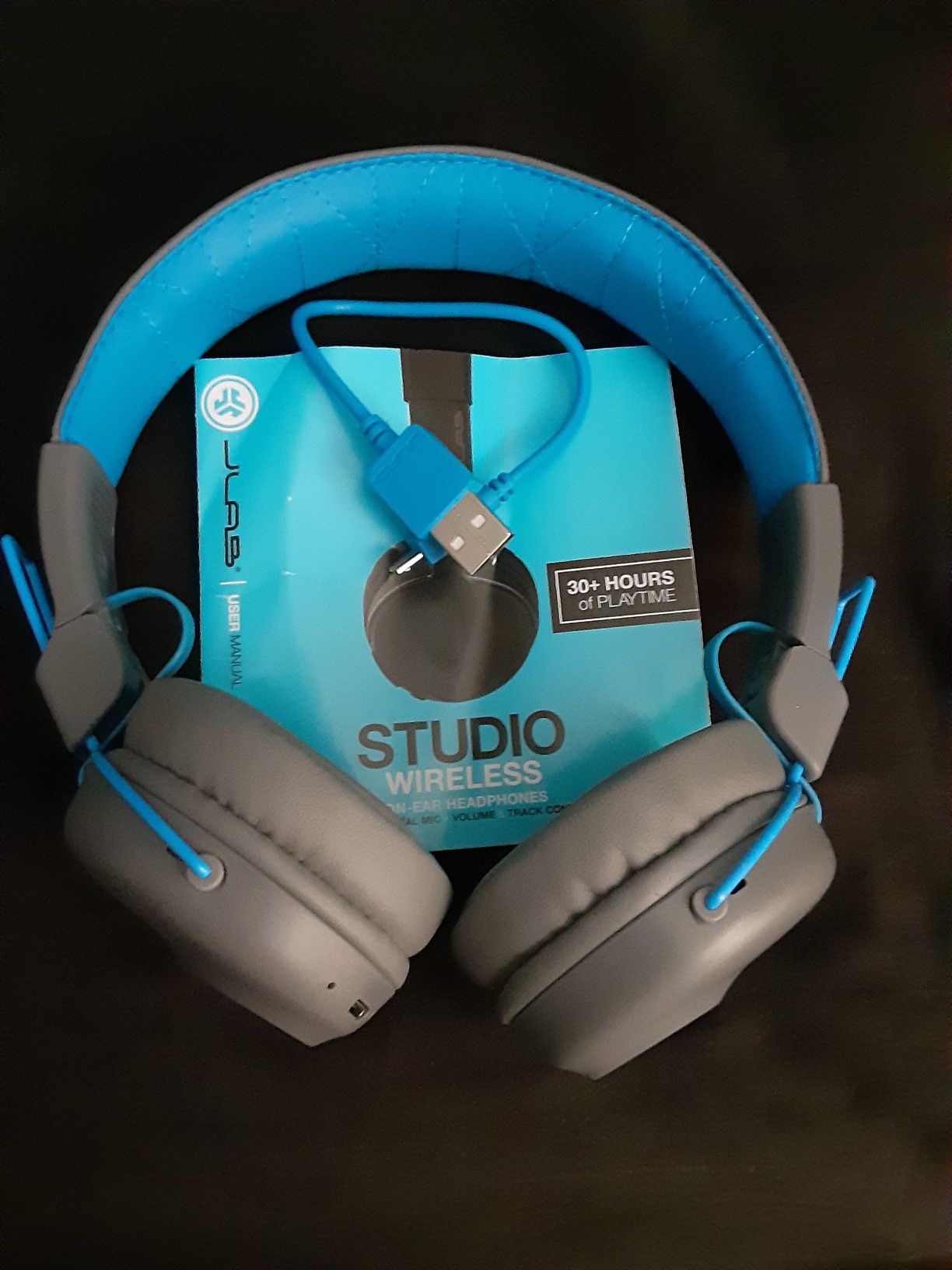 JLab Audio Studio Bluetooth Wireless On-Ear Headphones - Blue/Gray