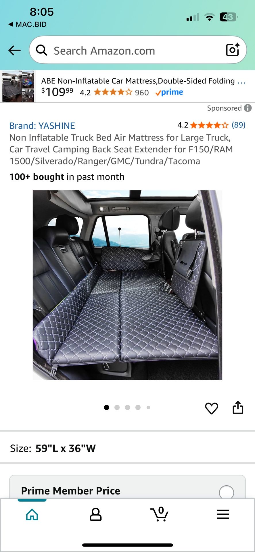 Yashine Non Inflatable Truck Bed Air Mattress For Large Truck