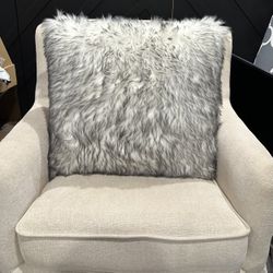 TWO Large 20 X 20 Inch Faux Fur Pillows - Excellent Clean Condition