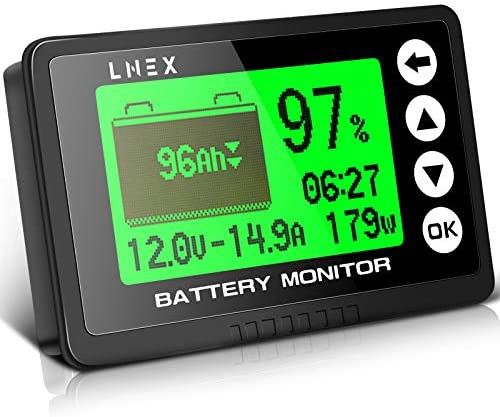 LNEX Portable Battery Monitor With Shunt, 500 A Automotive Car Battery Monitor For RV Battery 10 Volt - 120 Volt