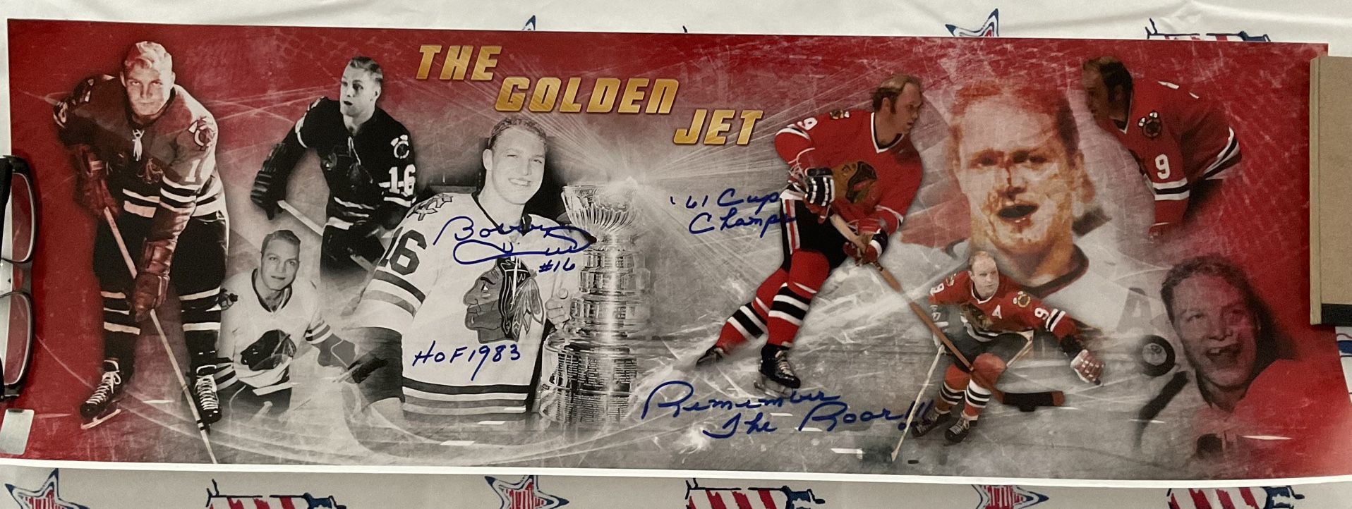 Bobby Hull Signed 30 X 10 Panoramic Photo Bobby Hall Hologram Certification