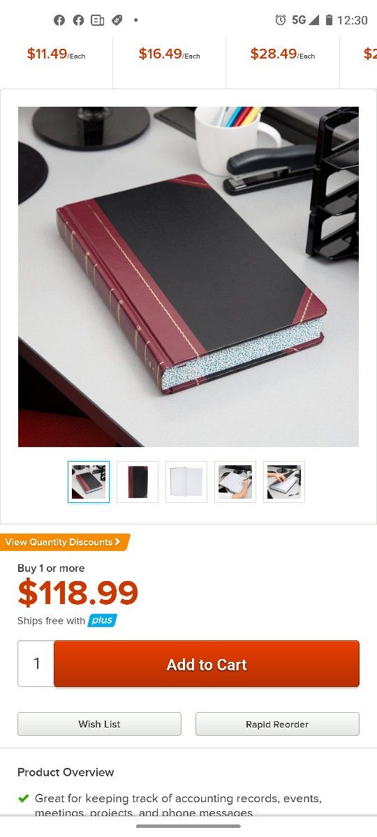 Boorum & Pease Bor 9-500-R Record & Account Book.