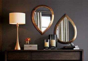 Like NEW Crate and Barrel Brass Teardrop Mirror Set (2)