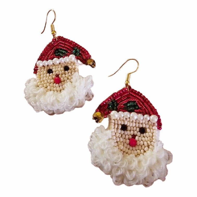 jolly saint nick holiday earrings Santa Claus Stocking Stuffer Kitsch Jewelry
