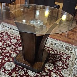 Round Wood Dining Table With Glasstop