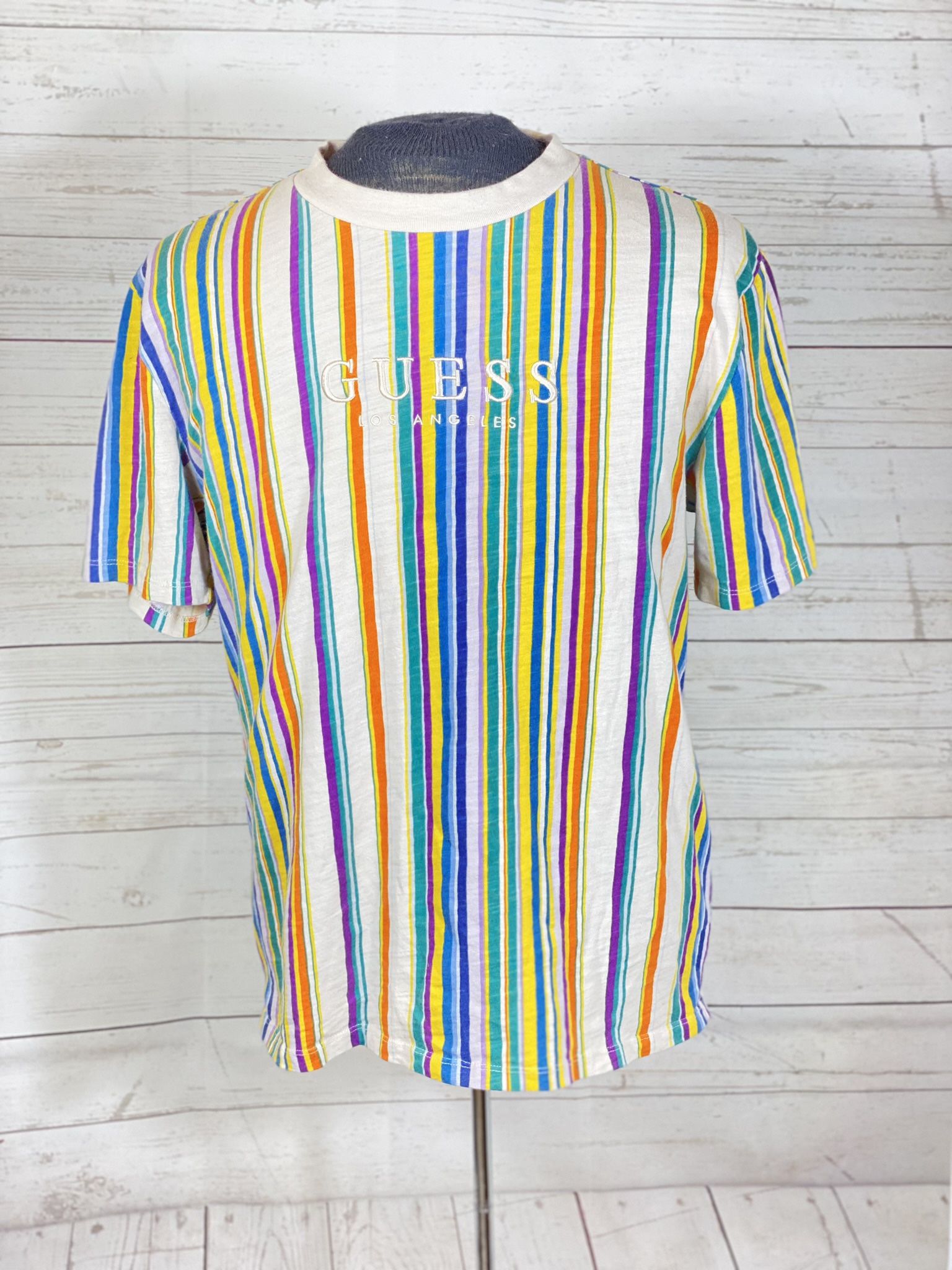 Vintage 90s Guess Los Angeles Striped T-shirt Men’s Small