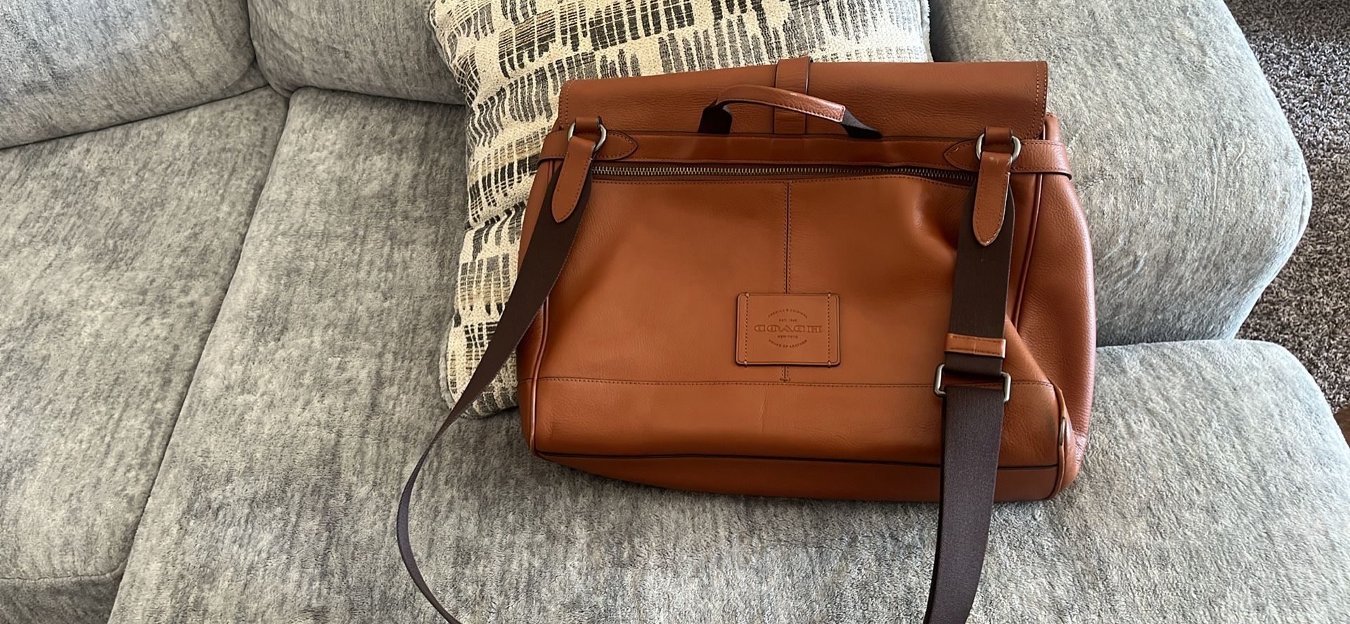 Hudson Messenger Tote Terracotta 2 Way Leather Shoulder Bag 