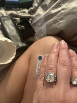 6.90 Carat Certified Grey Emerald Cut Diamond Hpht 925 Sterling Silver 18k White Gold Micro Plated Ring 6.5 