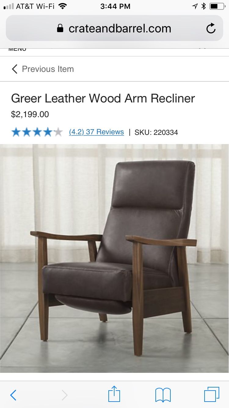 Crate and online barrel greer recliner
