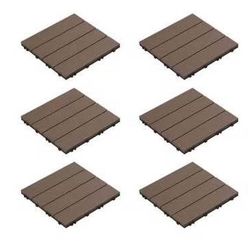 New in Box 44 pcs 12 in. x 12 in. Brown Outdoor Interlocking Slat Polypropylene Patio and Deck Tile
