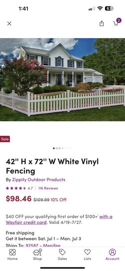 Vinyl Fence Still In Box Brand New. One Panel With Post.