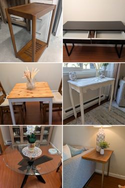 6 Table, Desk, Side Table Available Price Varies 