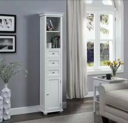 Home Decorators Collection Hampton Harbor 15 in. W x 10 in. D x 68 in. H White Freestanding Linen Cabinet